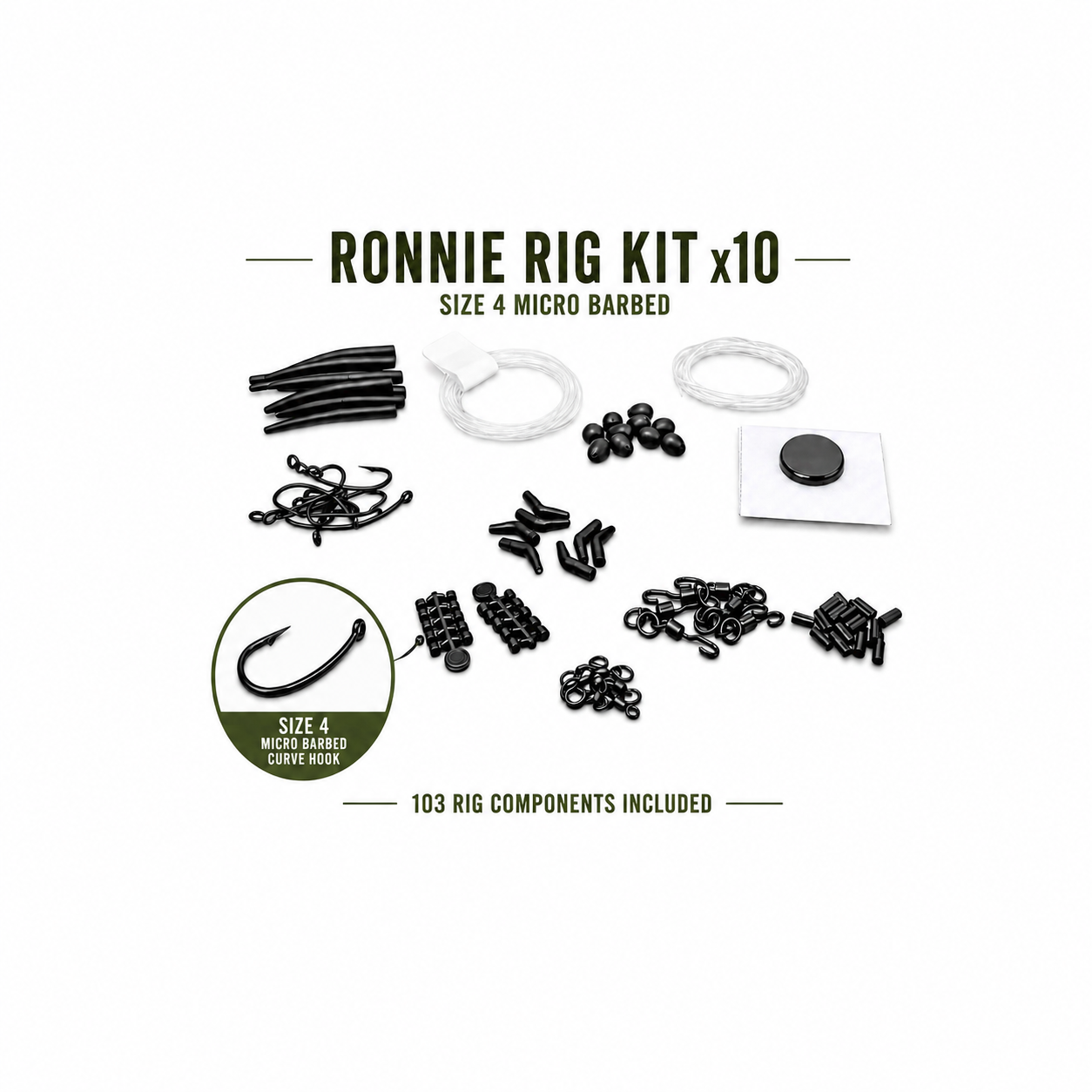 Ronnie Rig Kits components laid out on white background