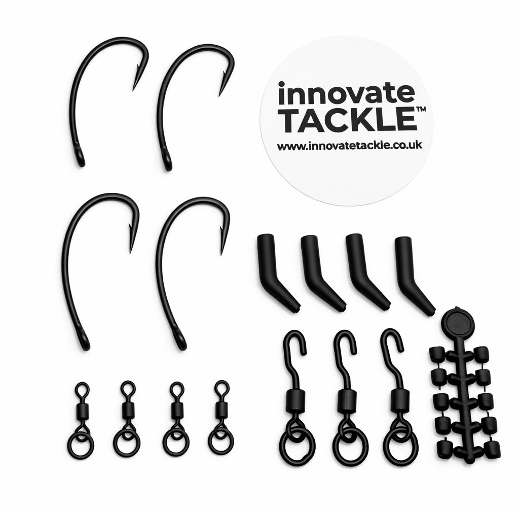Ronnie Rig Kit x4 – Self Assembly Combi Rig – Curve Shank Size 4 Micro Barbed Carp Fishing