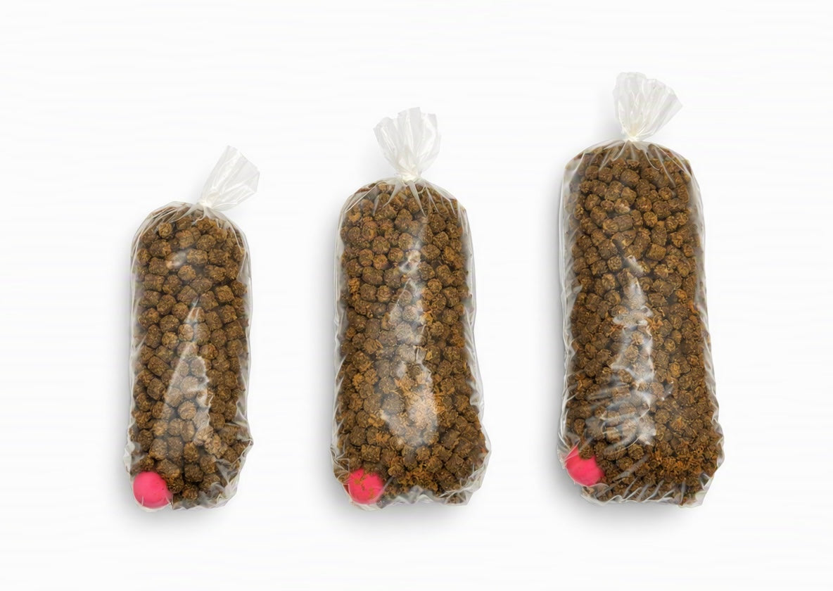 Premium PVA Solid Bags Medium 7x14cm x25 – Carp Fishing PVA Bags + Scoop (2m PVA String included)