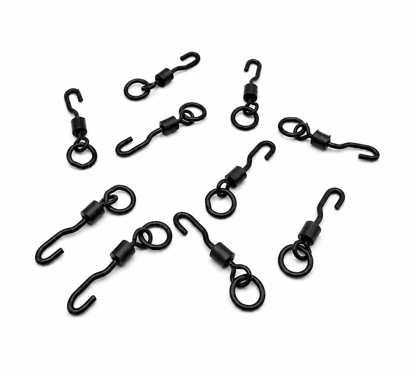 Black Spinner Ring Swivels Size 11 Extra Strong x10 | Carp Fishing Rig Components