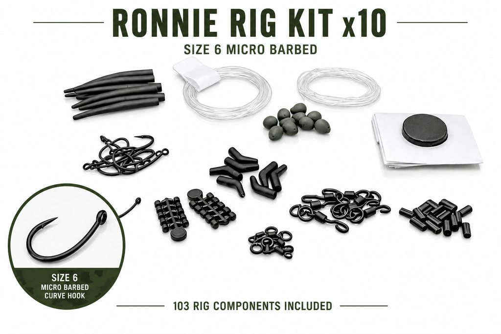 Ronnie Rig Kit x10 – Curve Size 6 Micro Barbed Carp Fishing Rigs