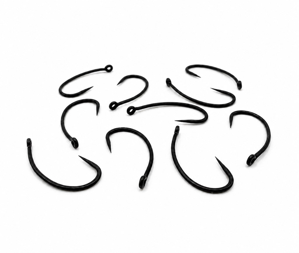 Curve Shank Hooks Size 4 x10 – Barbless Carp Fishing Hooks – Ronnie Rig, German Turbo, Chod Rig
