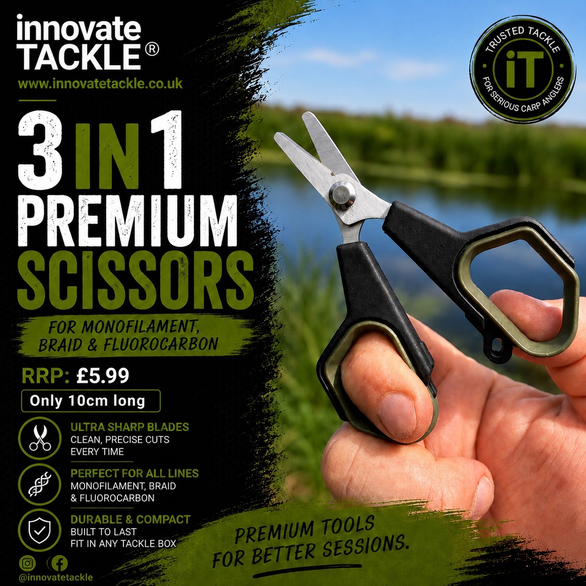 Premium 3-in-1 Fishing Scissors – Carp Fishing Tackle Scissors