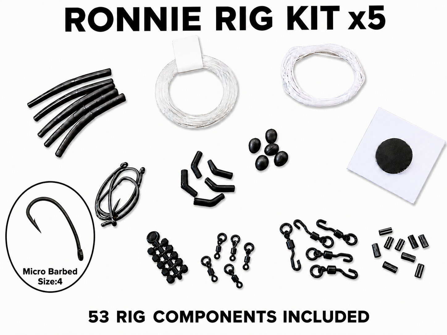 Ronnie Rig Kit x5 – Curve Size 4 Micro Barbed Carp Fishing Rigs