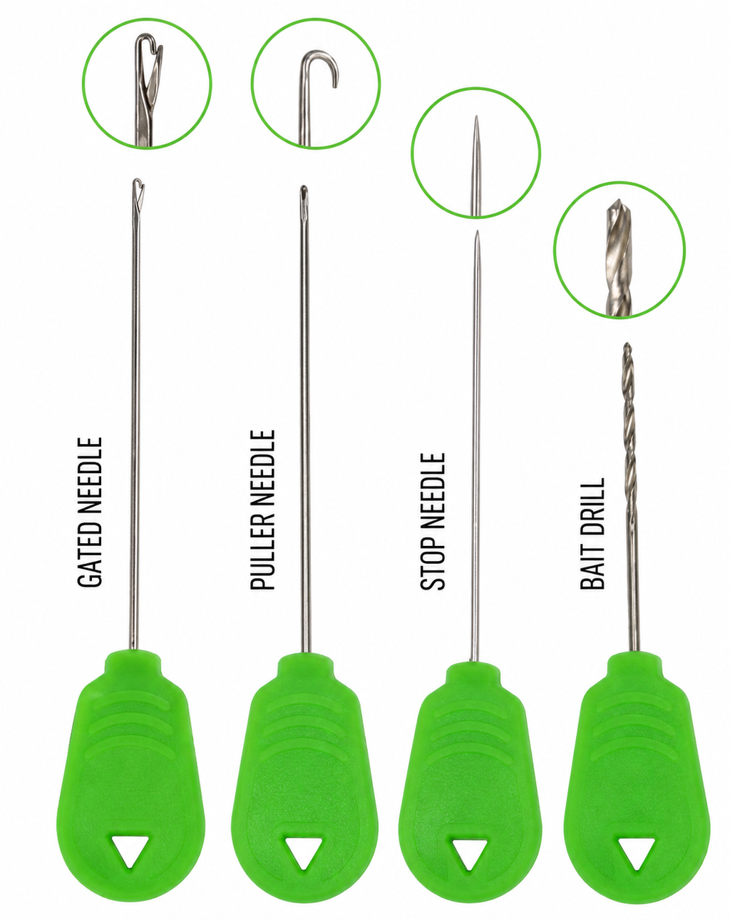 Baiting Needle Set x4 – Green. Carp Fishing Bait Needles