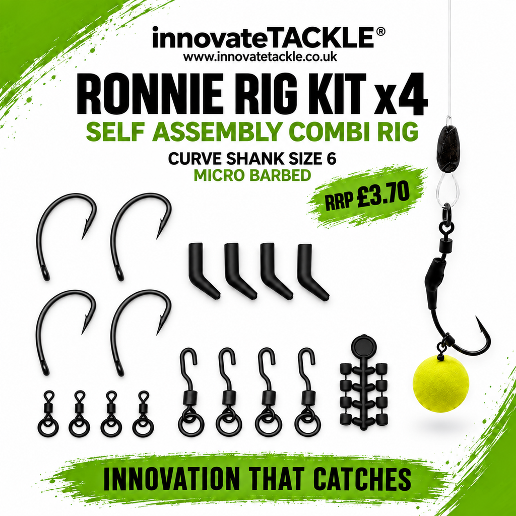 Ronnie Rig Kit x4 – Self Assembly Combi Rig - Curve Shank Size 6 Micro Barbed Carp Fishing