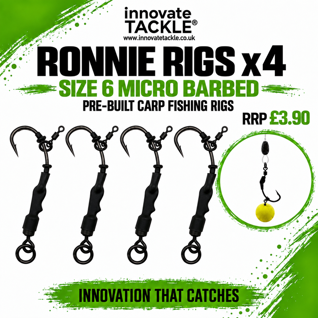 Ronnie Rigs x4 – Size 6 Micro Barbed Pre-Built Carp Fishing Rigs