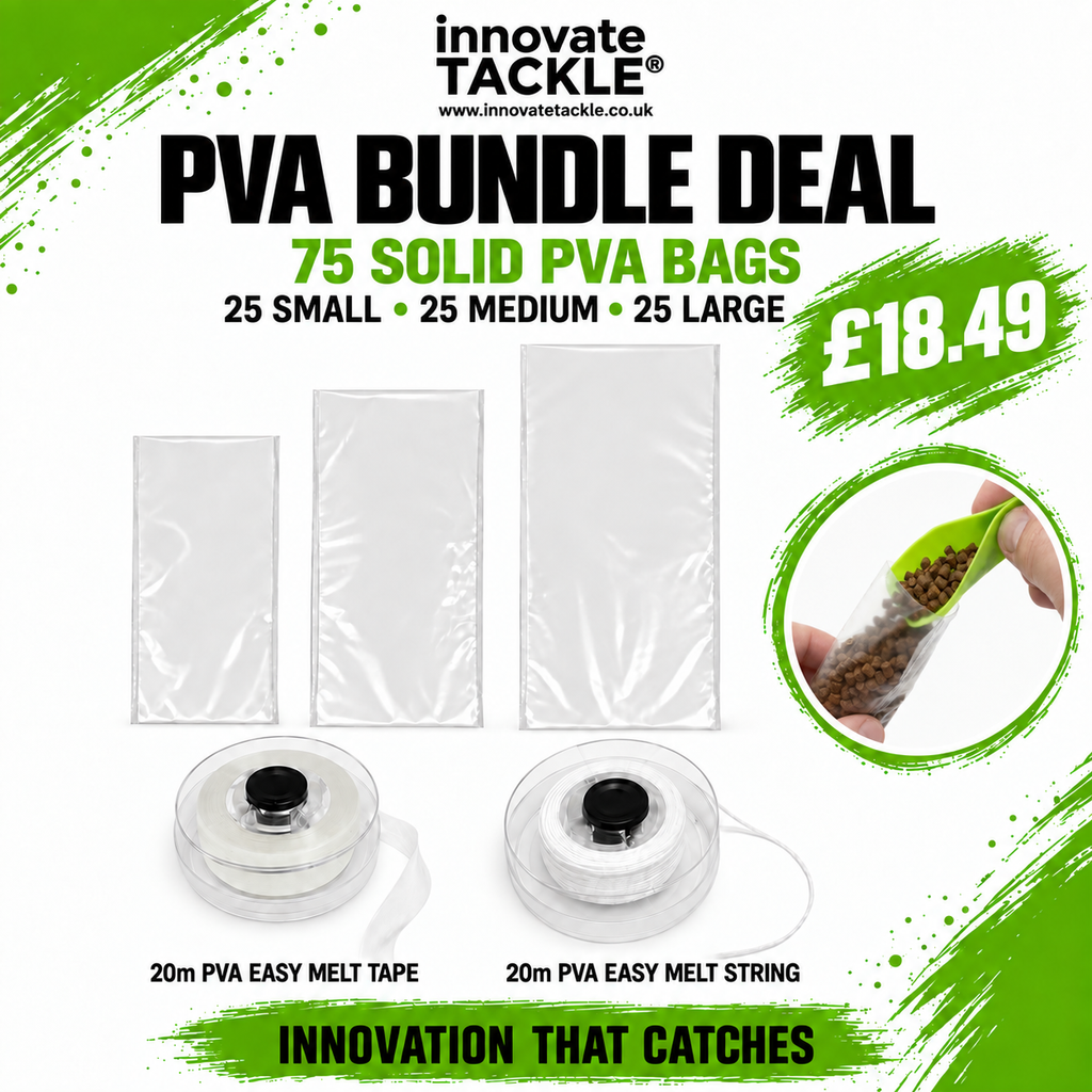 PVA Bundle Deal – 75x Assorted Solid Bags (Small, Medium & Large) + 20m PVA Tape & 20m PVA String