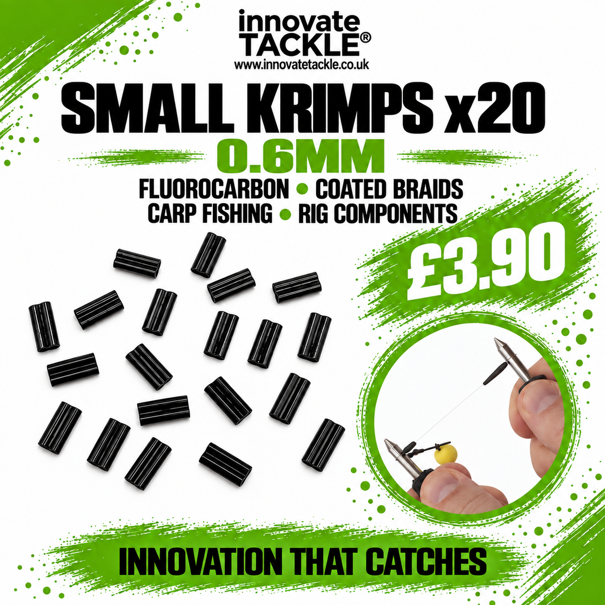 Small Krimps 0.6mm x20 | Carp Fishing Rig Crimps/Krimps for Fluorocarbon & Coated Braids