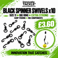 Black Spinner (Big Ring) Swivels Size 11 Extra Strong x10 | Carp Fishing Rig Components