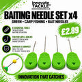 Baiting Needle Set x4 – Green. Carp Fishing Bait Needles