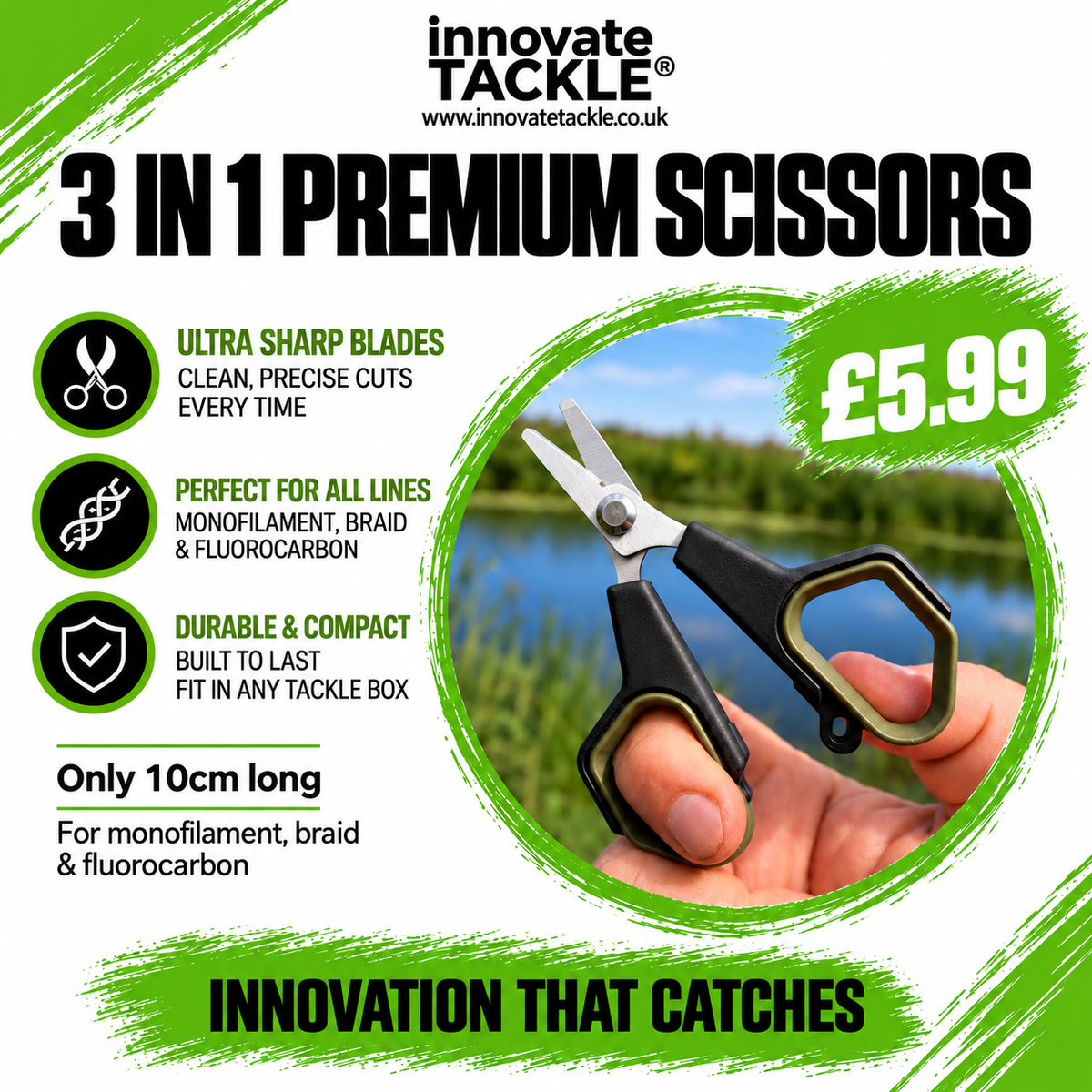 Premium 3-in-1 Fishing Scissors – Carp Fishing Tackle Scissors