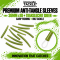 Premium Anti Tangle Sleeves 36mm x10 Translucent Green. For Carp Fishing & Rig Tackle