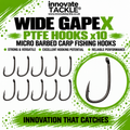 Wide GapeX PTFE Hooks x10 – Micro Barbed Carp Fishing Hooks – Ronnie Rig, German Turbo, Chod Rig