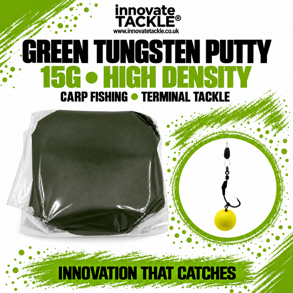 Carp Fishing Green Tungsten Putty 15g | Terminal Tackle