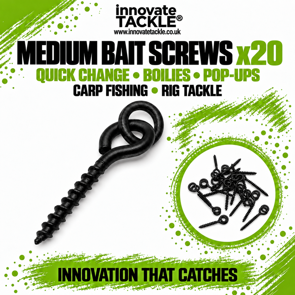 20x Medium Bait Screws for Carp Fishing Rigs – Quick Change Bait Screw Tackle for Boilies & Pop-Ups
