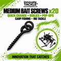 20x Medium Bait Screws for Carp Fishing Rigs – Quick Change Bait Screw Tackle for Boilies & Pop-Ups