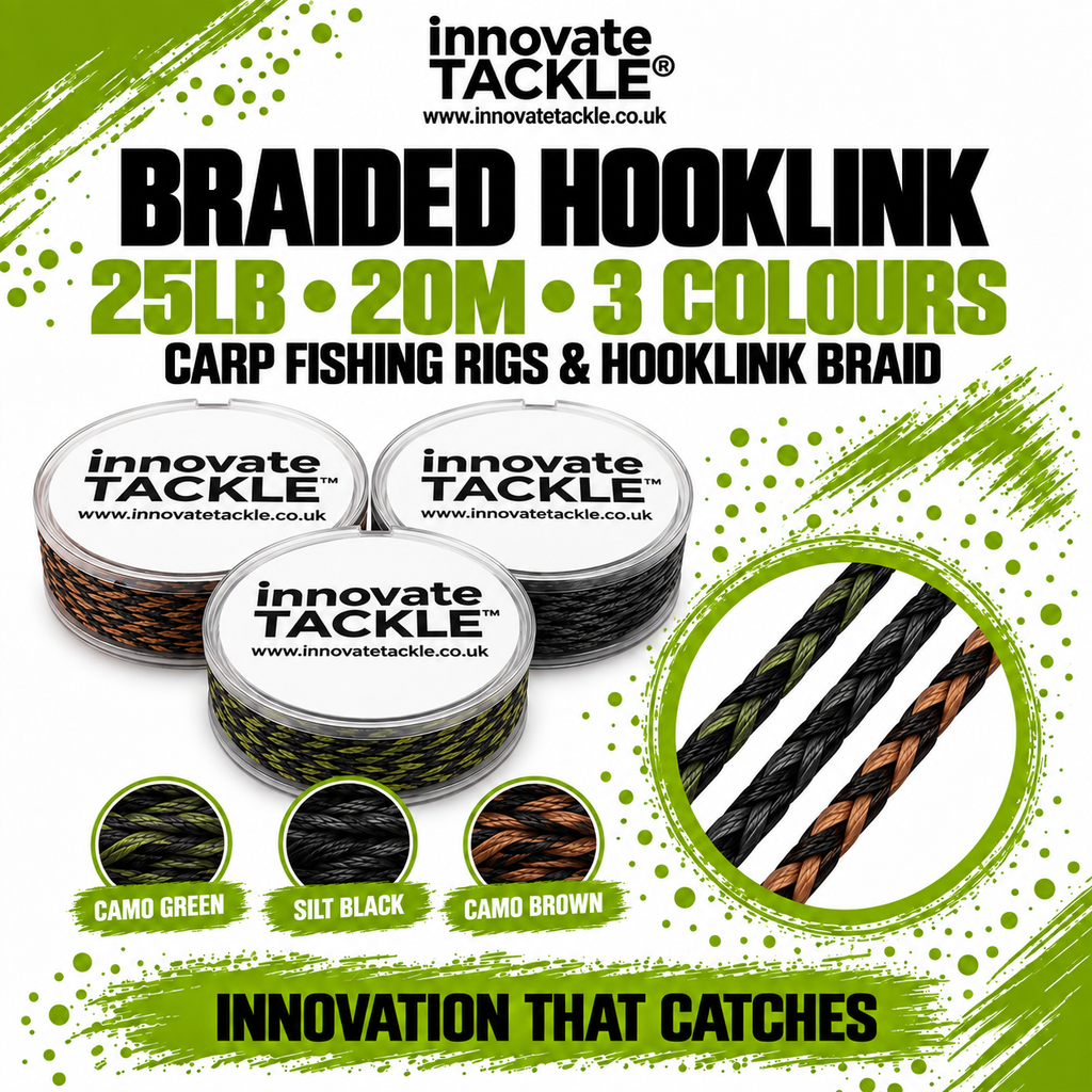 Braided Hooklink 25lb, 20m Green, Black & Brown – Super Strong Woven Design. Carp Fishing Rigs & Hooklink Braid