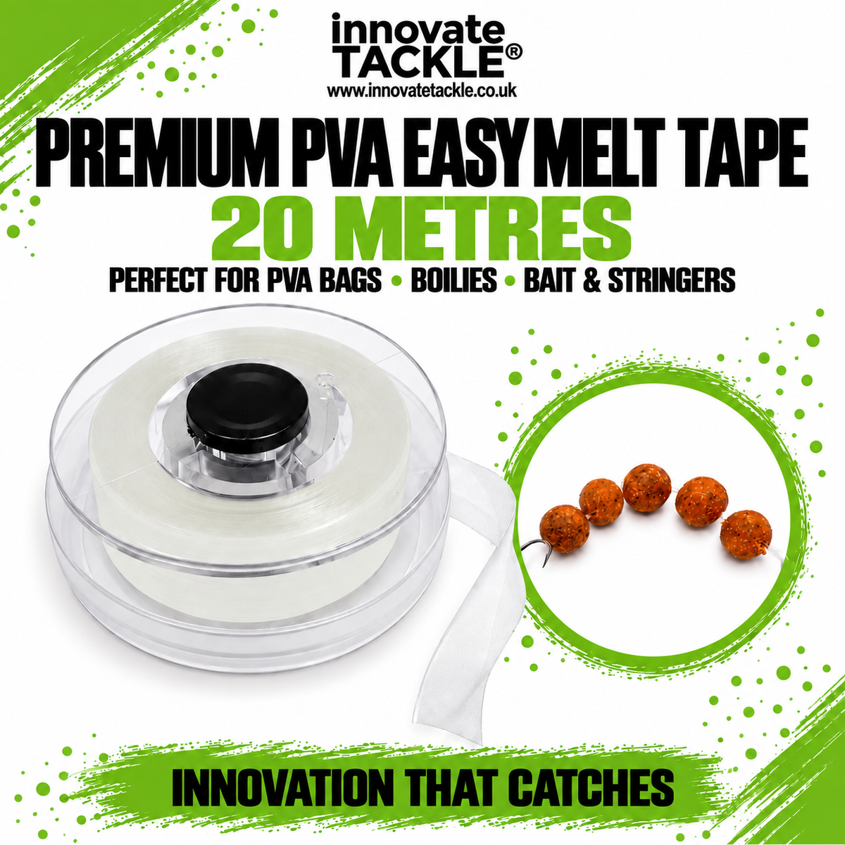 Premium PVA Easy Melt Tape 20m for Carp Fishing. Perfect for PVA Bags, Boilies, Bait & Stringers.